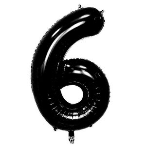 Oblique Unique 1x Folien Luftballon mit Zahl 6 Kinder Geburtstag Jubiläum Party Deko Ballon schwarz