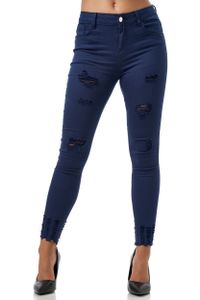 Elara Damen Jeans High Waist Destroyed MEL0275-1 Navy-38 (M)