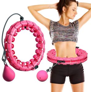 Smart Hula-Hoop-Reifen Nicht Fallen, 24 Knoten, Bauch Fitness Hula Hoops für Erwachsene, Kinder, 2 in 1 Fitness und Massage Sport Yoga Indoor Rosa