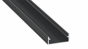 LED Aluminium Profil Leiste Schwarz | Typ DUAL | Mit Endkappe und Montagehalterung | Gefroren Abdeckung | 1m