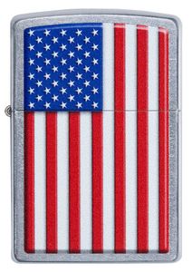 ZIPPO - Patriotic Flag Design - USA Amerika Flagge Silber Blau Rot Chrome United States Sturmfeuerzeug nachfüllbar Benzin 60004281