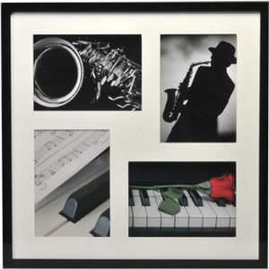 Henzo Fotorahmen - Piano Gallery - Collagerahmen für 4 Fotos - Fotogröße 13x18 cm - Schwarz