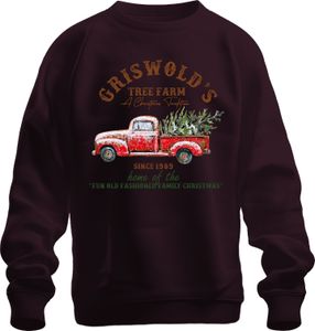 Griswold's Tree Farm orange Clark - Christmas Xmas Uni vianočný sveter, bordová, 3XL
