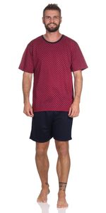 Herren Pyjama Short und Tshirt Schlafanzug Nachthemd, Rot/M