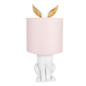 Stolní lampa Clayre & Eef Rabbit Ø 20x43 cm Bílá růžová plastová