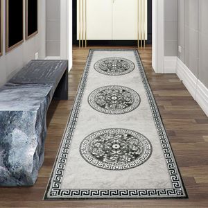 Orientteppich mit Glitzergarn in grau creme Größe - 80 x 300 cm