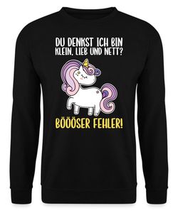 Einhorn Böser Fehler! - Lustiger Spruch Statement Unisex Pullover, Schwarz, M