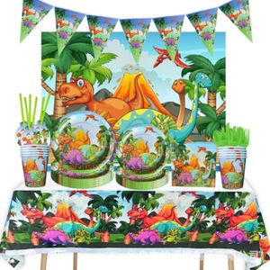 Kindergeschirr-Set Dinosaurier Party Deko Set 61 tlg. Dino Zug Teller Servietten