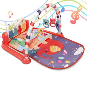3 In 1 Krabbeldecke Spielmatte für Baby mit 5 Spielzeug, 0-36 Monat Spieldecke mit Spielbogen und Füßchenklavier Babybett Musik-Activity