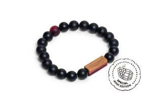 BeWooden Unisex Perlenarmband Rotwein XL-Armband = 19 - 20 cm schwarz