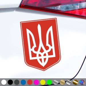 PantherPixel Ukraine Aufkleber Wappen Flagge Fahne Ukraini Sticker Auto Geschenkidee Farbe Rot