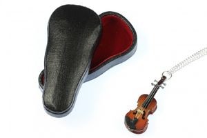 Miniblings Geigen Violine Holz Halskette 60cm Miniatur +Box Musik Geigerin