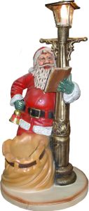 Ojciec Święty z workiem na latarni, elektrycznie podświetlana figurka dekoracyjna/oświetlenie o wysokości 130 cm - polyresin - pomniejszona - do użytku na zewnątrz