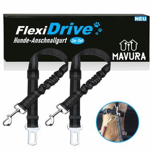 FlexiDrive Hunde Auto Sicherheitsgurt elastisch Anschnallgurt Hundegeschirr 2er