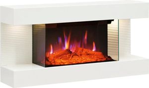 BALDERIA Elektrokamin Ida | Elektrischer Wandkamin, 3D-Flammeneffekt, dimmbar, Heizung 1800W, Timer, Thermostat, Startsteuerung | Weiss