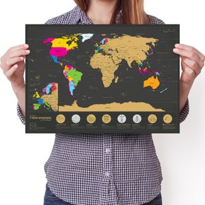 Weltkarte zum rubbeln mit den 7 Weltwunder (Englisch)