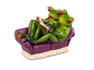 Formano lustige Frösche Figur Froschpaar auf Couch mit Buch  Poly 12 cm