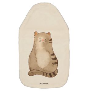 Mr. & Mrs. Panda Wärmflasche Katze sitzend - Weiß - Geschenk, Liebe, Katzenliebhaber, Wärmekissen, Katzendeko, Cats, Körnerkissen, Katzenartikel, Wärmflasche mit Bezug