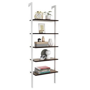 COSTWAY 5-stufiges Leiterregal, Bücherregal mit Metallrahmen, Treppenregal, Pflanzenregal für Büro, Küche, Wohnzimmer Weiß