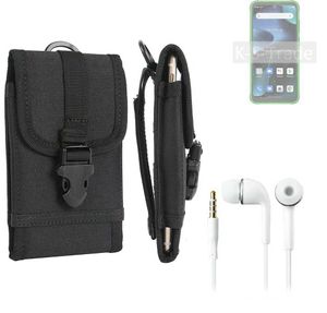 K-S-Trade Holster Schutz Hülle kompatibel mit Blackview BV5200 Pro Gürteltasche Handy Hülle Tasche outdoor Seitentasche schwarz 1x + Kopfhörer