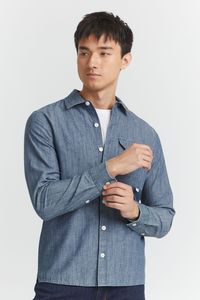 CASUAL FRIDAY Anton LS denim shirt Herren Jeanshemd aus Leinenmix Denim Hemd Freizeithemd hochwertige Baumwoll-Qualität Regular Fit