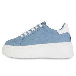 VAN HILL Dámske tenisky s platformou a šnurovaním na voľný čas 840983, Farba: Light Blue Denim, Veľkosť: 37