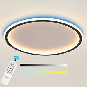 Ailiebe Design LED Deckenleuchte, RGB-Ambiente, Farbwechsel, Hintergrundbeleuchtung, Dimmbar mit Fernbedienung, Deckenlampe ultraflach, Wohnzimmer Schlafzimmer Küche, 40cm 42w 3800lm 3000-6000K, mit Memory Funktion