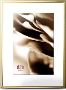 aFFa frames, Alu, Bilderrahmen aus Aluminium, Bild Foto Rahmen, Rechteckig, mit Acrylglasfront, Gold, A4, 21x29,7 cm
