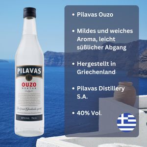 Ouzo Pilavas Nektar 3x 0,7l 40% Vol. | Aus Griechenland | Qualitativ Hochwertig | + 20ml Jassas Olivenöl