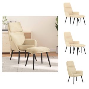 vidaXL Fotel Relax z taboretem w kolorze kremowym - Fotel