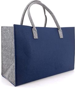 heimtexland ® Allzweck Filztasche Shopper Tragetasche Filz Einkaufstasche Einkaufskorb Kaminholz Korb Shopping Bag XL Tasche Typ717 Blau Grau