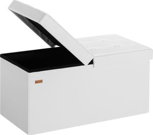 CASARIA® Sitzbank mit Stauraum Faltbar Weiß 80x40x40cm Gepolstert Deckel Kunstleder Schlafzimmer Wohnzimmer Flur Sitztruhe Truhenbank Polsterbank