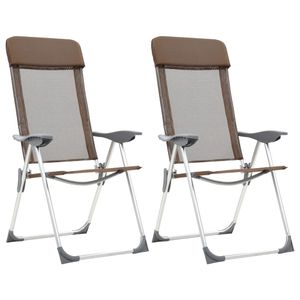 vidaXL Skladacie kempingové stoličky 2 ks Hliníkové hnedé