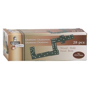 Lifetime Games Holz Domino-Spiel 28, Steine 35 mm schwarz, Farbe:schwarz