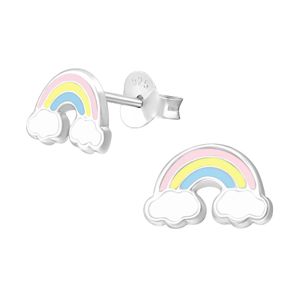 1 Paar 925 Sterling Silber Ohrstecker Ohrringe mit Regenbogen