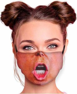 Mundschutz Maske in verschiedenen Farben Stoffmaske mit Motiv Mund- Nasenschutz mit wechselbarem Filter einstellbare Ohrbügel, Modell wählen:Trump's Mund