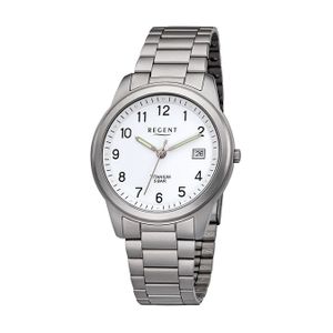 Regent Metall Herren Uhr F-208 Analog Armband-Uhr silber Titan-Uhr D2URF208