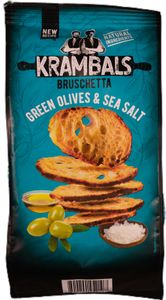 Kopie von Krambals Bruschetta Brotchips Green Olives & Sea Salt 70g #1
