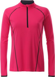 James & Nicholson JN 497 Damen Langarm Funktions-Shirt bright pink/titan M