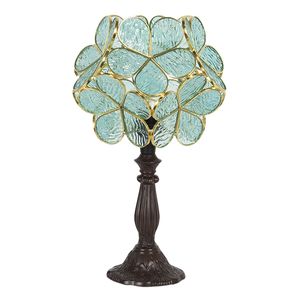 Clayre & Eef Tiffany Tischlampe 43 cm Grün Glas Blume