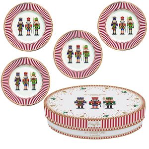 Vianočný tanier SET 4 porcelánových dezertných tanierov NUTCRACKER 19 cm