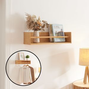 2-in-1 Wandregal ‘Flå’ mit Stange 60 x 20 x 15 cm Bambus