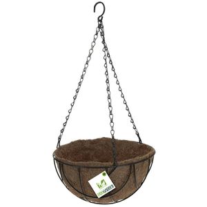 Blumenampel Pflanzenampel Ø25x51cm braun Metall Kokoseinlage Hängeampel