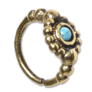 viva-adorno 1,0mm Nasenring Messing Nasenpiercing Piercing Hoop Ring Vintage Antik Gold verschiedene Designs Z516,D3