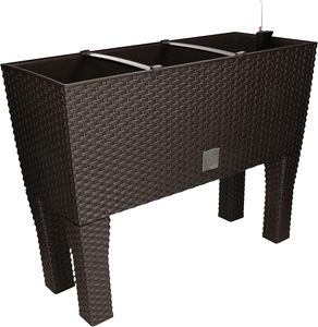 KOTARBAU® Blumenkasten 60x25x25cm mit Füssen und Bewässerungseinlage Umbra Rattan Imitation