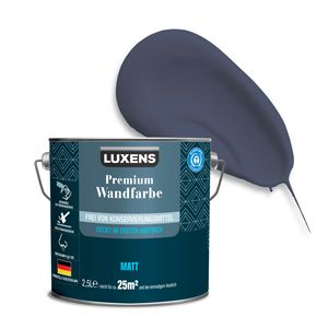 LUXENS - Premium Wandfarbe 2,5 l - Nachtblau - Matt - Wände, Decken & Täfelungen - Anti-Allergen - Ohne endokrine Disruptoren - 25m²