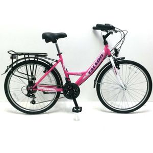 Talson Mädchen-Fahrrad 24 Zoll, 21-GG-Shimano, mit Beleuchtung und Gepäckträger, Farbe Rosa