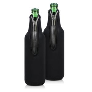 kwmobile 2x 330-500ml Flasche Flaschenkühler - für Bier und andere Getränke - aus isoliertem Neopren - Kühler in Schwarz