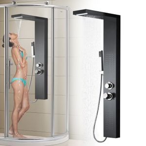 UISEBRT Duschsystem Regendusche Duschset Edelstahl Massage Duschpaneel mit Handbrause Duscharmatur Regendusche Mattschwarz