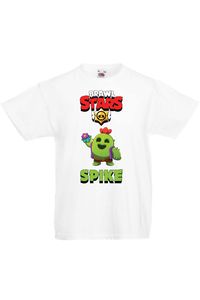 Spike dětské tričko Brawl Stars Battle Royal Mobile Game, 9-11 let - 140 / Bílý